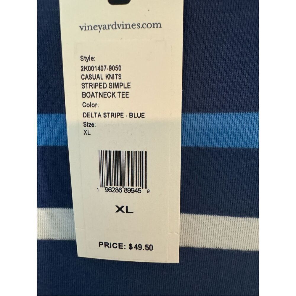 Vineyard Vines Women's Casual Knits Striped Boatneck T Shirt Delta Blue XL NWT - Picture 4 of 6